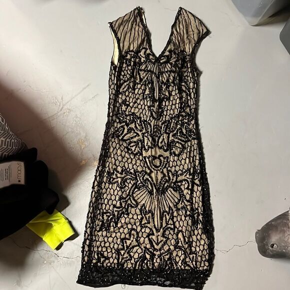 xs basix by black label black beaded cocktail mini dress - Picture 1 of 6
